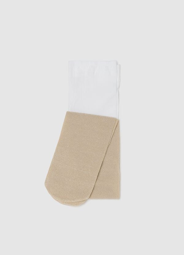 Ovs Collant in microfibra bicolore con lurex bianco beige