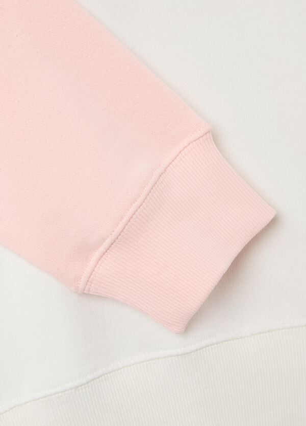 Ovs Felpa Bianca E Rosa In French Terry Con Ricamo Hello Kitty