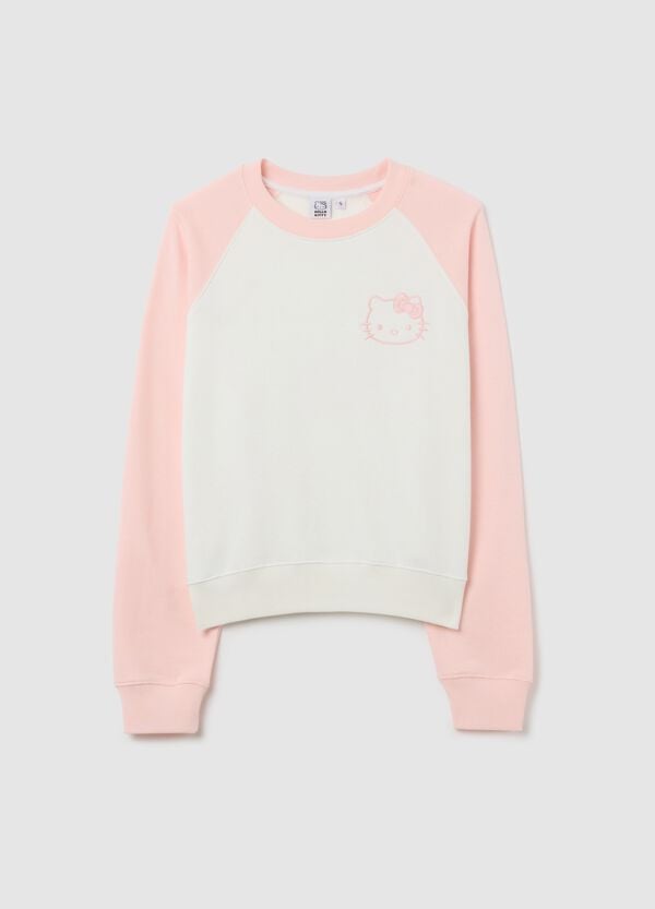 Ovs Felpa bianca e rosa in French Terry con ricamo Hello Kitty