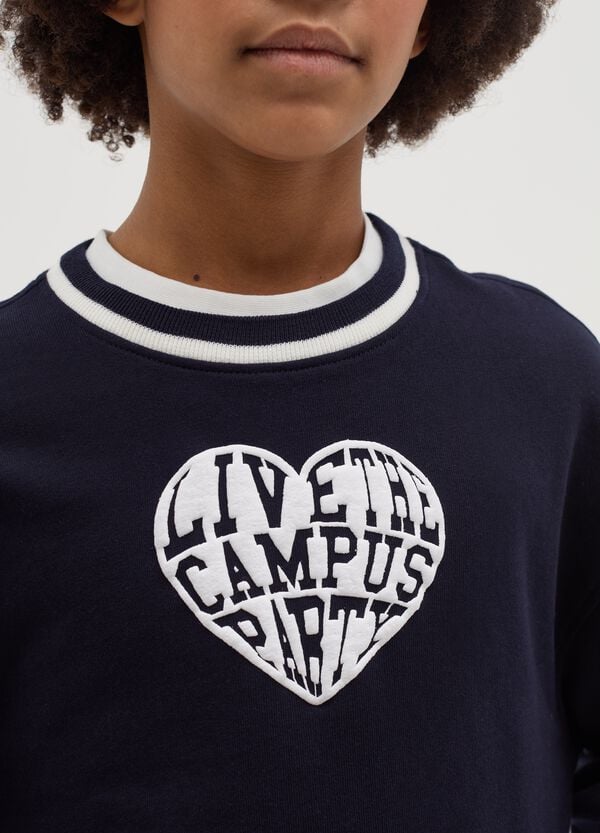 Ovs Felpa Con Cuore E Scritta "Live The Campus Party"