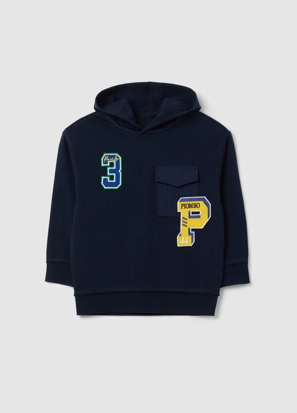 Ovs Felpa In Cotone Con Cappuccio E Patch Lettering