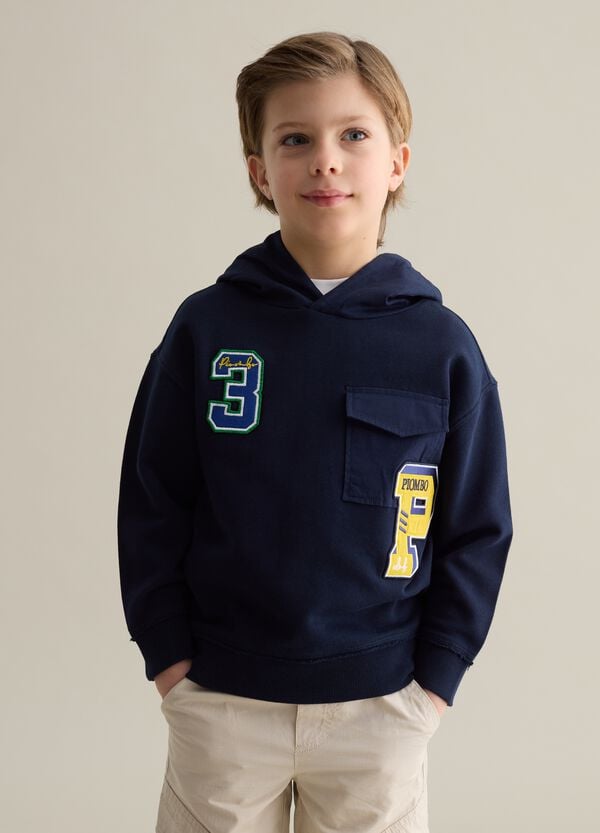 Ovs Felpa in cotone con cappuccio e patch lettering