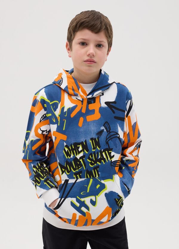 Ovs Felpa in cotone con cappuccio e stampa lettering