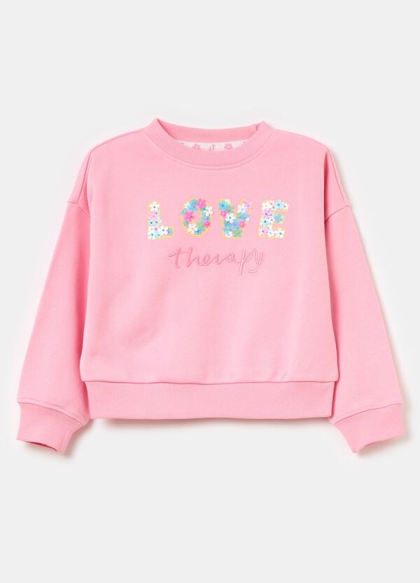 Ovs Felpa in French Terry con applicazione fiorellini