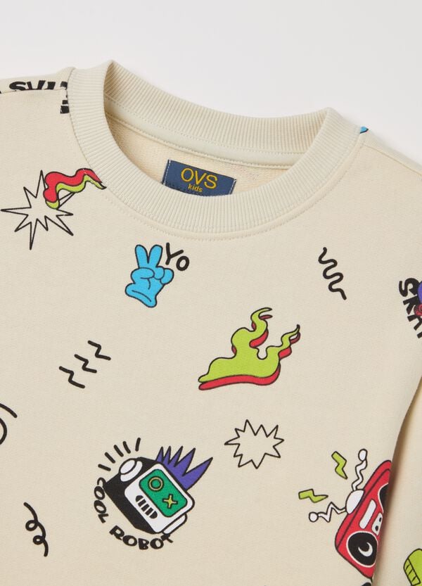 Ovs Felpa In French Terry Con Stampa Stile Graffiti