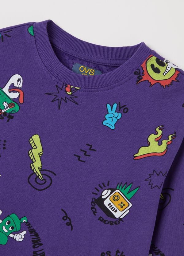 Ovs Felpa In French Terry Con Stampa Stile Graffiti