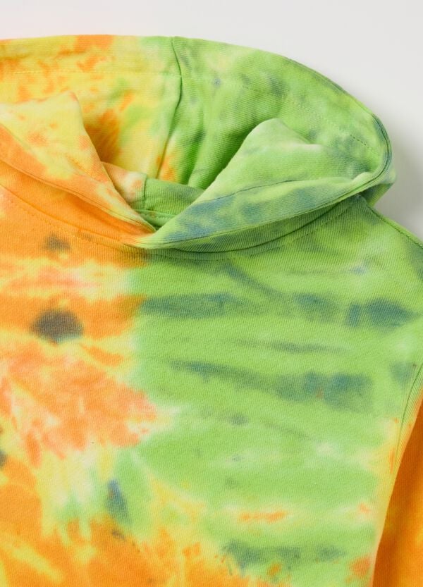 Ovs Felpa Tie Dye Con Cappuccio E Ricamo Mostriciattolo