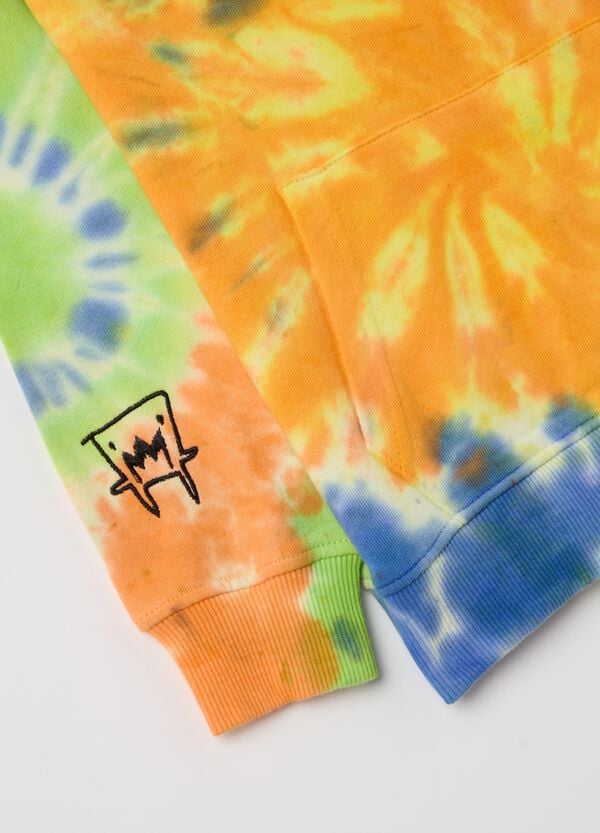 Ovs Felpa Tie Dye Con Cappuccio E Ricamo Mostriciattolo