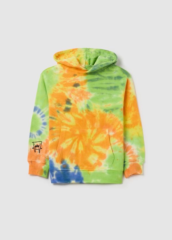 Ovs Felpa Tie Dye con cappuccio e ricamo mostriciattolo