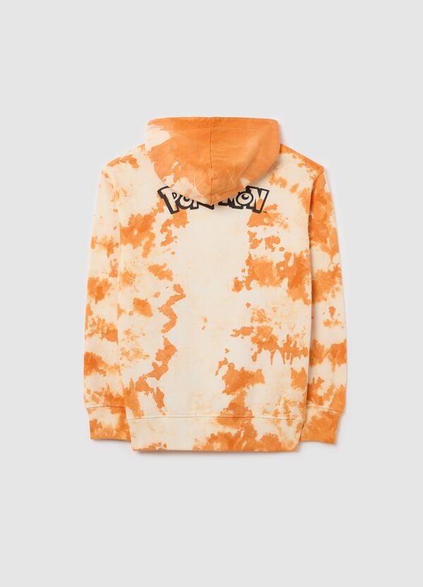 Ovs Felpa Tie Dye Con Cappuccio Stampa Charizard Arancione