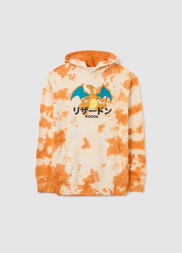 Ovs Felpa Tie Dye con cappuccio stampa Charizard arancione