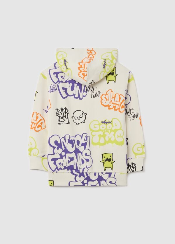 Ovs Full-zip Con Cappuccio Stampa Mostriciattoli Stile Graffiti