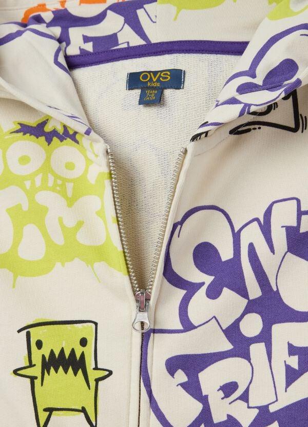 Ovs Full-zip Con Cappuccio Stampa Mostriciattoli Stile Graffiti