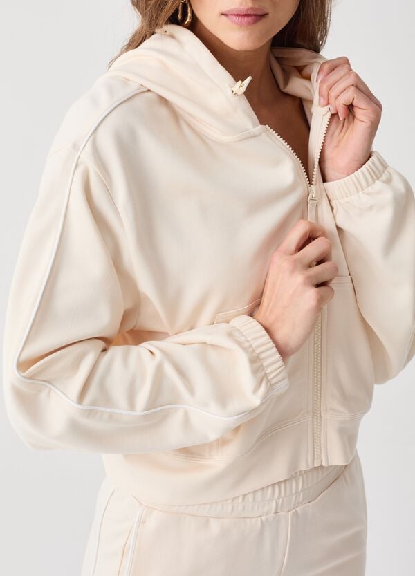 Ovs Full-zip Crop Con Cappuccio E Piping ALTAVIA STUDIO