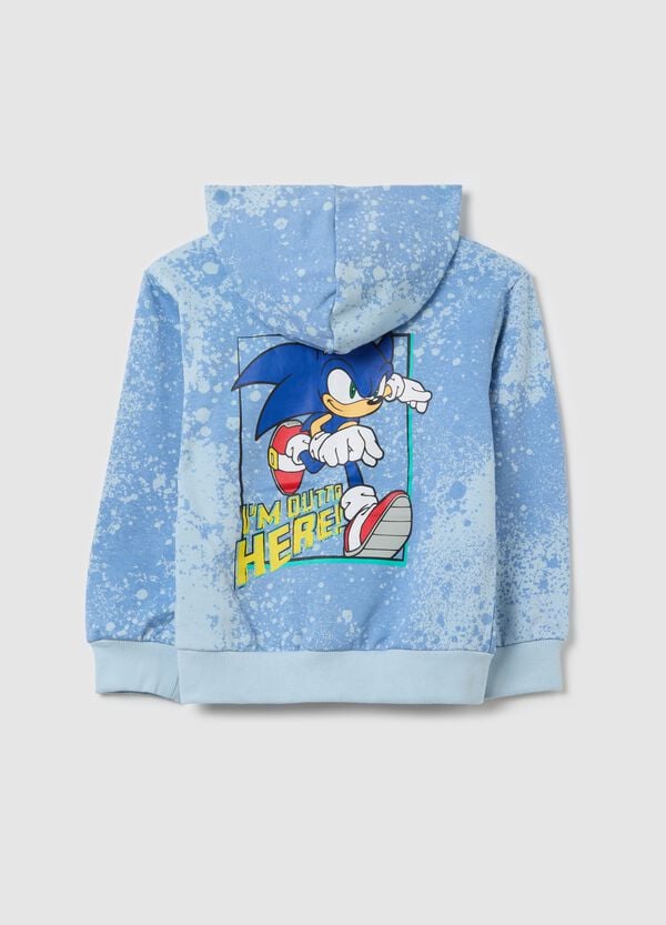 Ovs Full-zip In French Terry Con Cappuccio Stampa Sonic