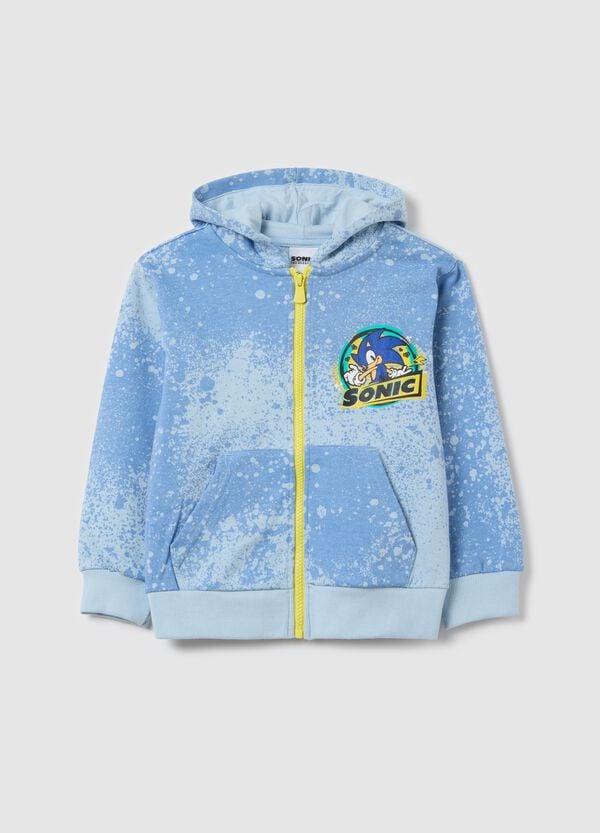 Ovs Full-zip in French Terry con cappuccio stampa Sonic