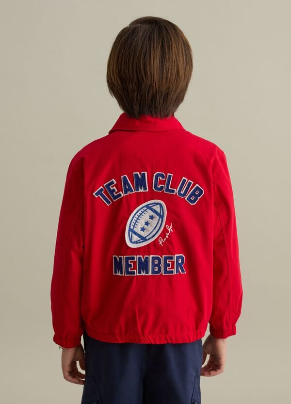 Ovs Giacca In Cotone Ricamo Logo E Patch "Team Club Member"