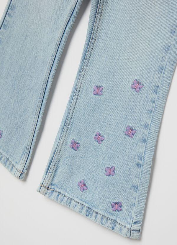 Ovs Jeans Flare Fit Cinque Tasche Con Ricamo Farfalle