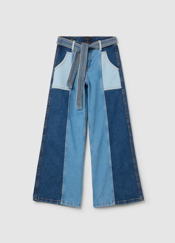 Ovs Jeans gamba larga con triplo lavaggio e cintura