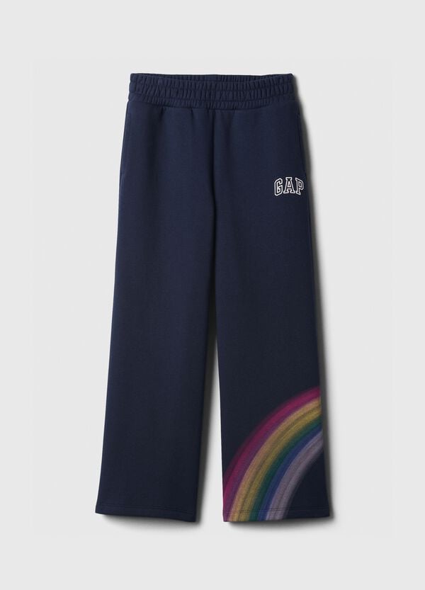 Ovs Joggers a gamba larga con stampa logo e arcobaleno