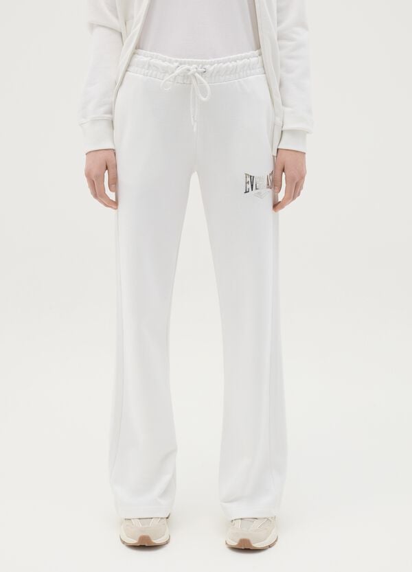 Ovs Joggers Bianchi A Campana Con Coulisse E Stampa Logo