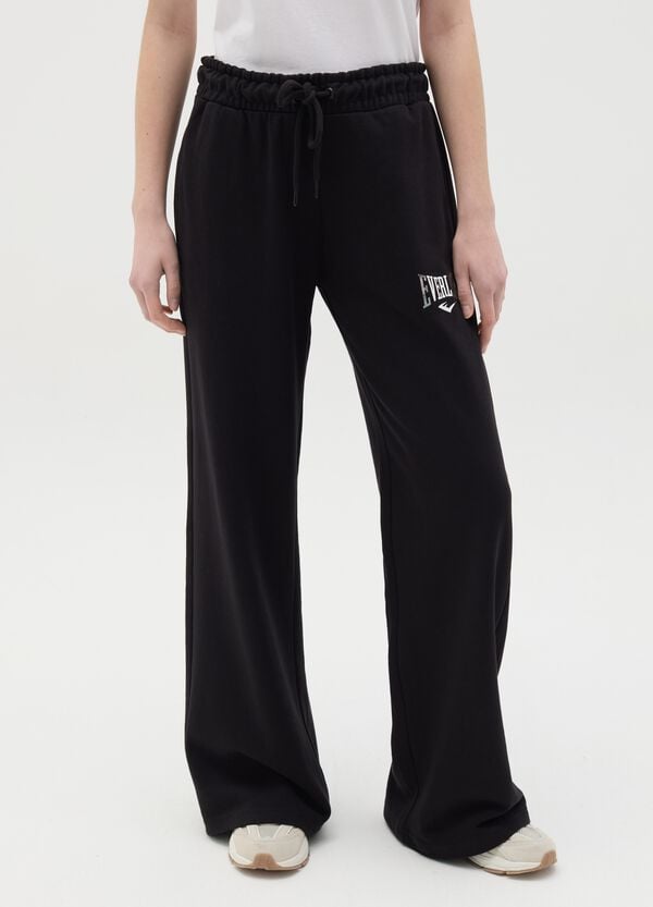 Ovs Joggers Neri A Campana Con Coulisse E Stampa Logo