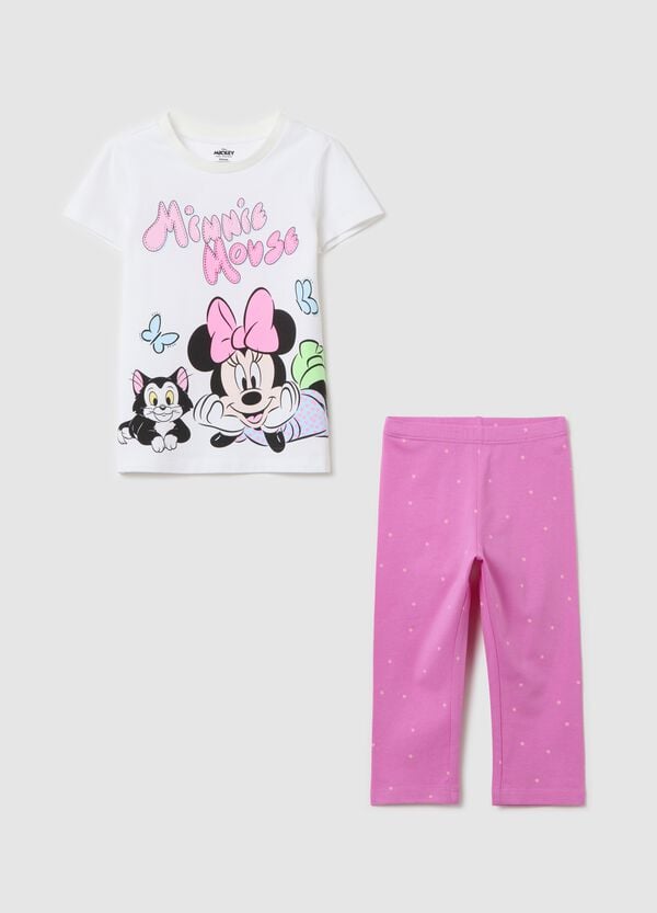 Ovs Jogging set bianco e rosa con stampa Minnie e Figaro