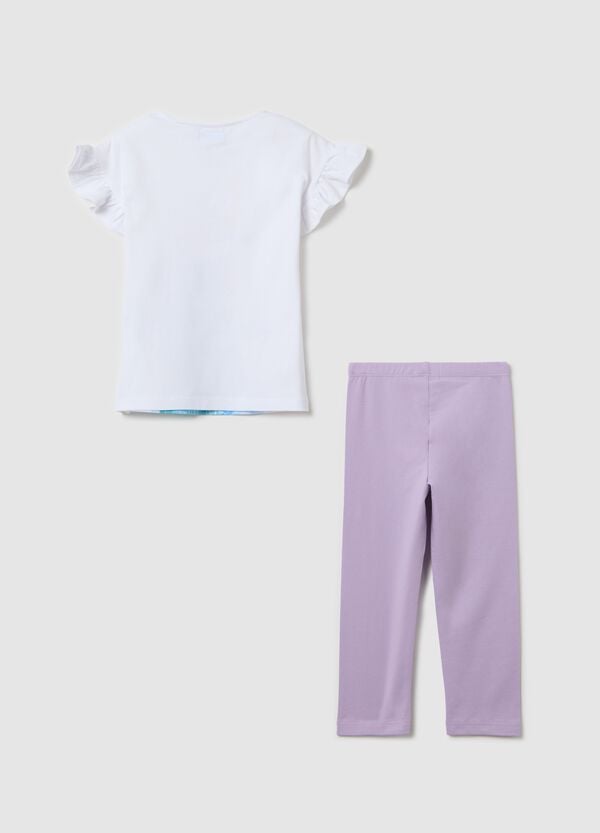 Ovs Jogging Set Bianco E Viola In Cotone Stretch Stampa Elsa