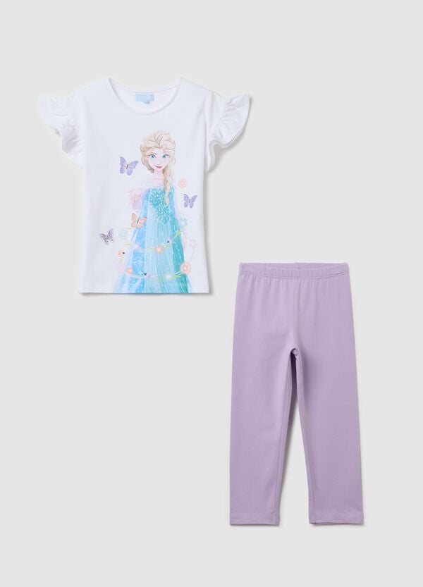 Ovs Jogging set bianco e viola in cotone stretch stampa Elsa