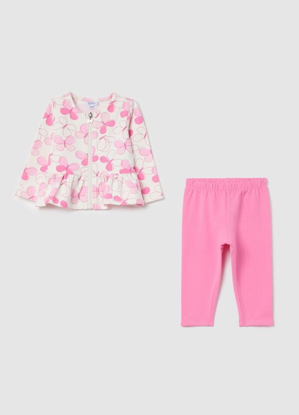 Ovs Jogging set in cotone stretch con stampa farfalle