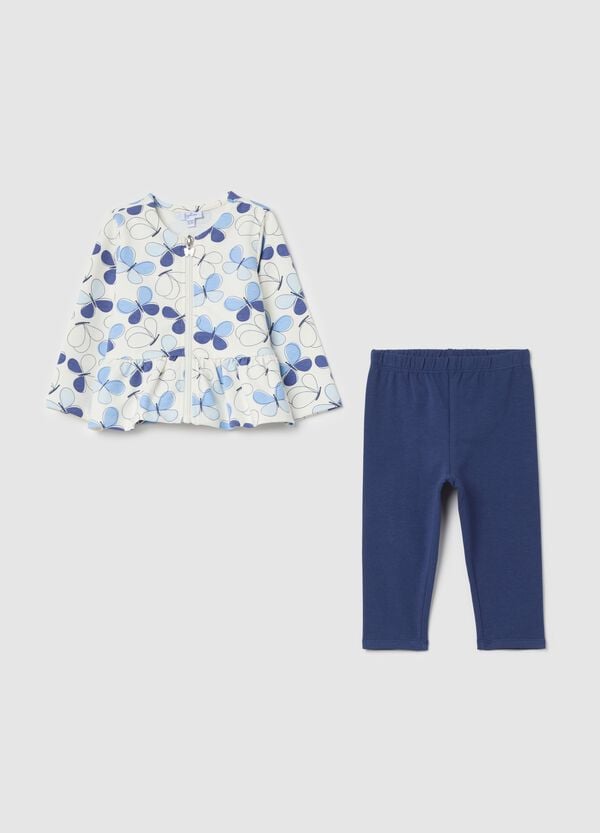 Ovs Jogging set in cotone stretch con stampa farfalle