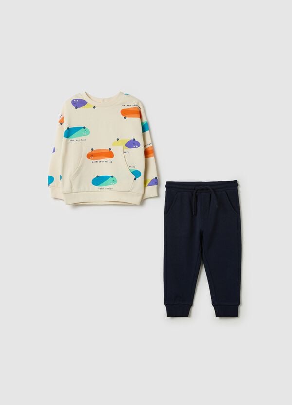 Ovs Jogging set in felpa con stampa tavola da skateboard
