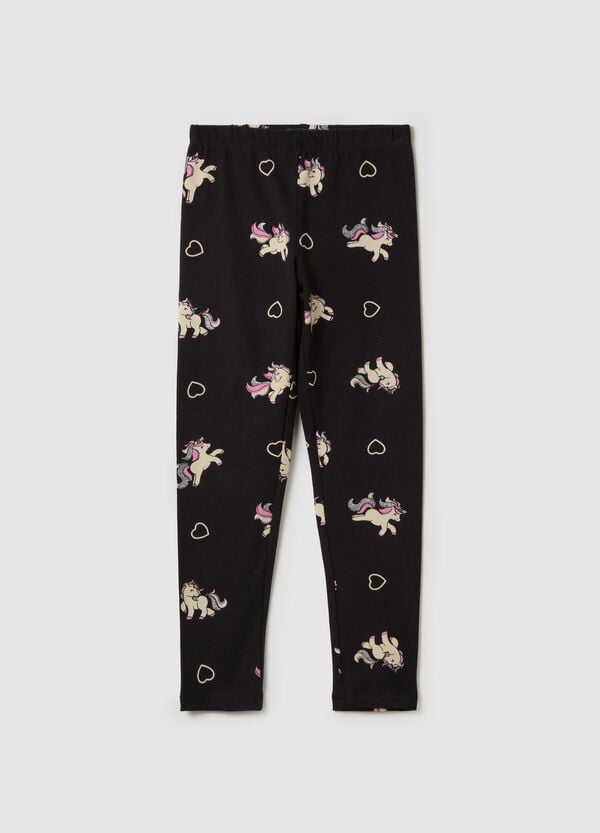 Ovs Leggings In Cotone Stretch Con Stampa Glitterata