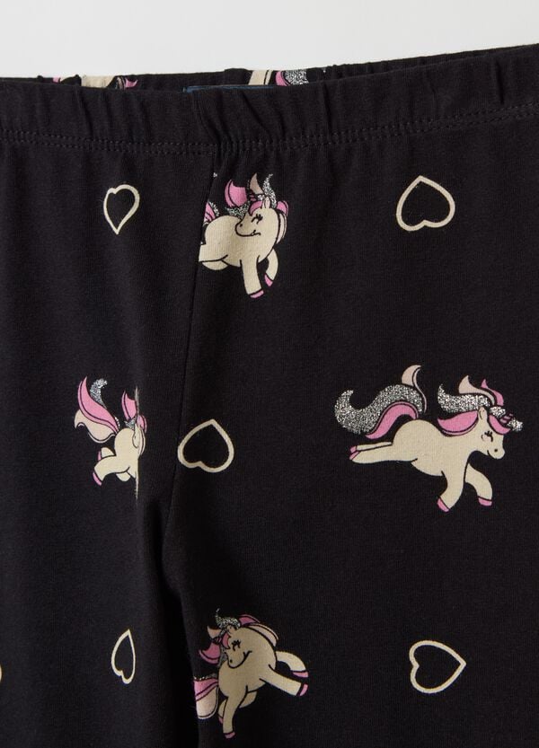 Ovs Leggings In Cotone Stretch Con Stampa Glitterata