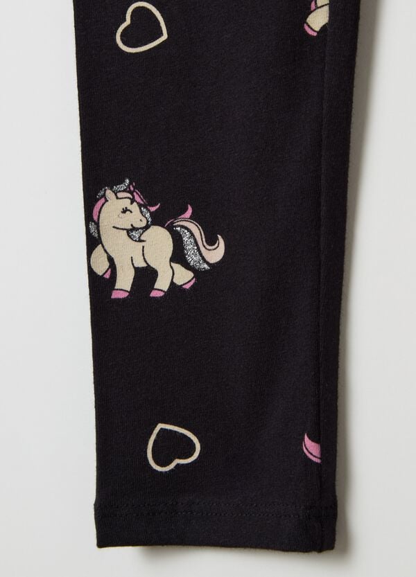Ovs Leggings In Cotone Stretch Con Stampa Glitterata