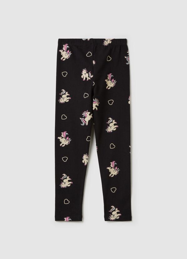 Ovs Leggings in cotone stretch con stampa glitterata