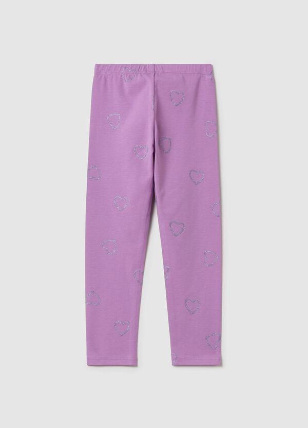 Ovs Leggings In Cotone Stretch Con Stampa Glitterata