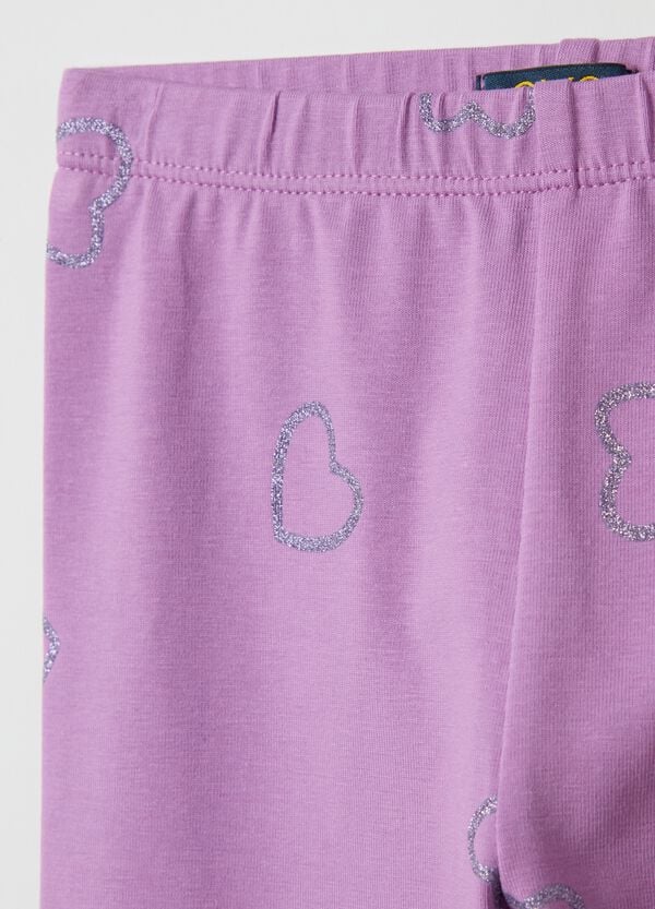 Ovs Leggings In Cotone Stretch Con Stampa Glitterata