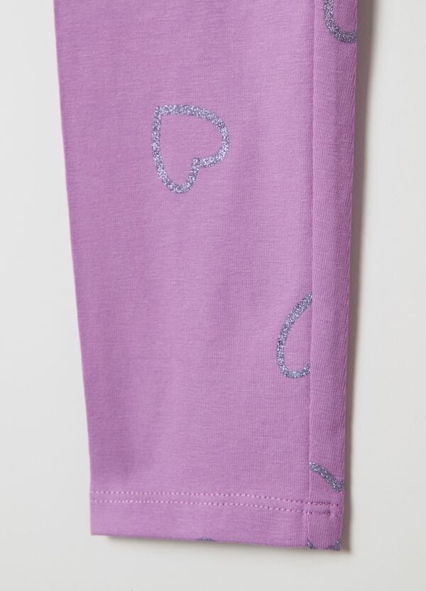 Ovs Leggings In Cotone Stretch Con Stampa Glitterata