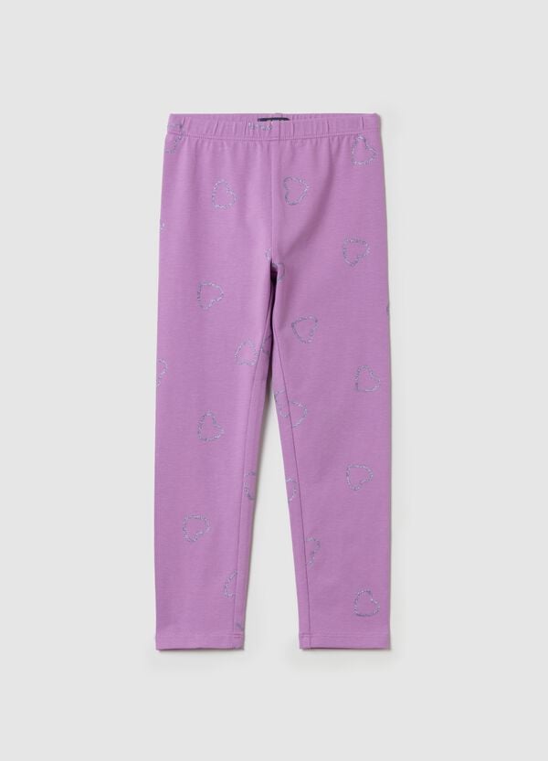 Ovs Leggings in cotone stretch con stampa glitterata