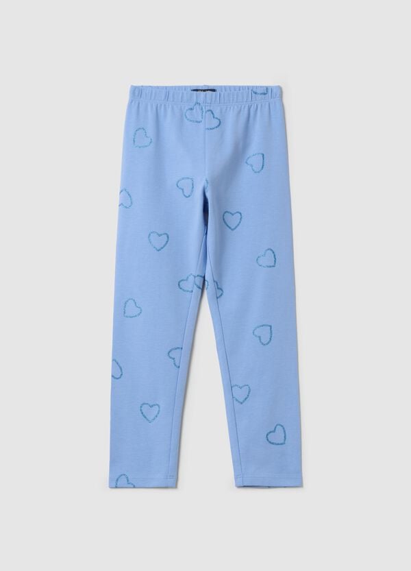 Ovs Leggings in cotone stretch con stampa glitterata