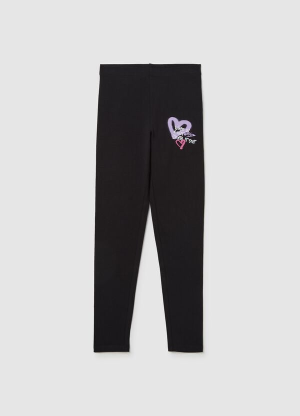 Ovs Leggings in cotone stretch con stampa lettering