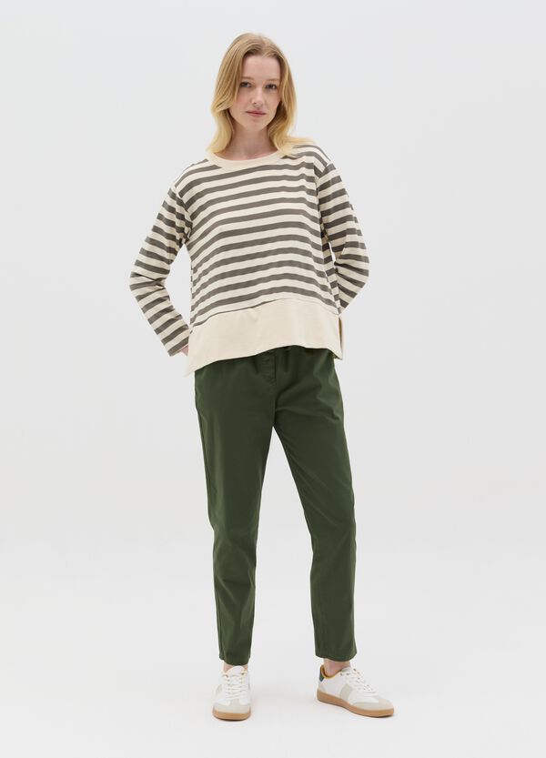 Ovs Maglia A Maniche Lunghe Con Righe Beige E Verde