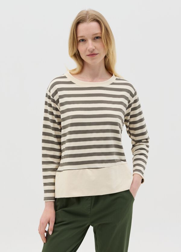 Ovs Maglia a maniche lunghe con righe beige e verde