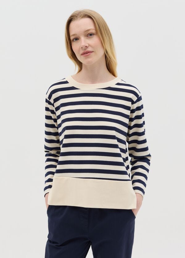 Ovs Maglia a maniche lunghe con righe bianche e blu