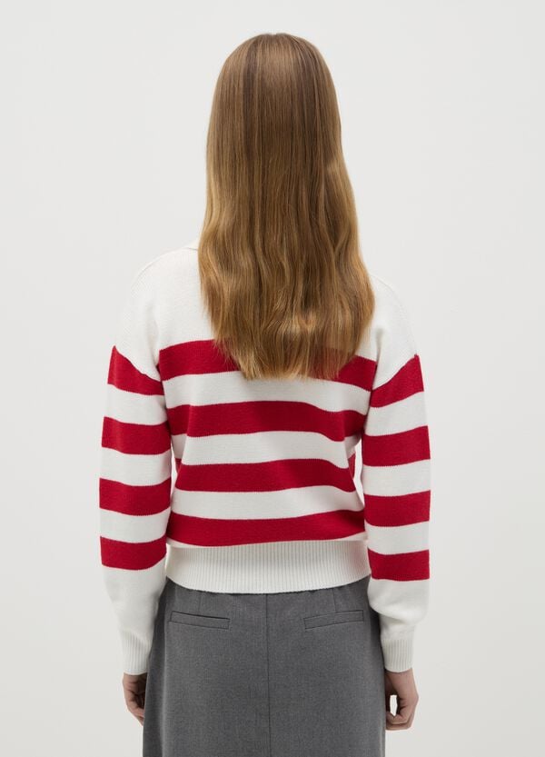 Ovs Maglia A Righe Bianco E Rosso Con Scollo A Polo