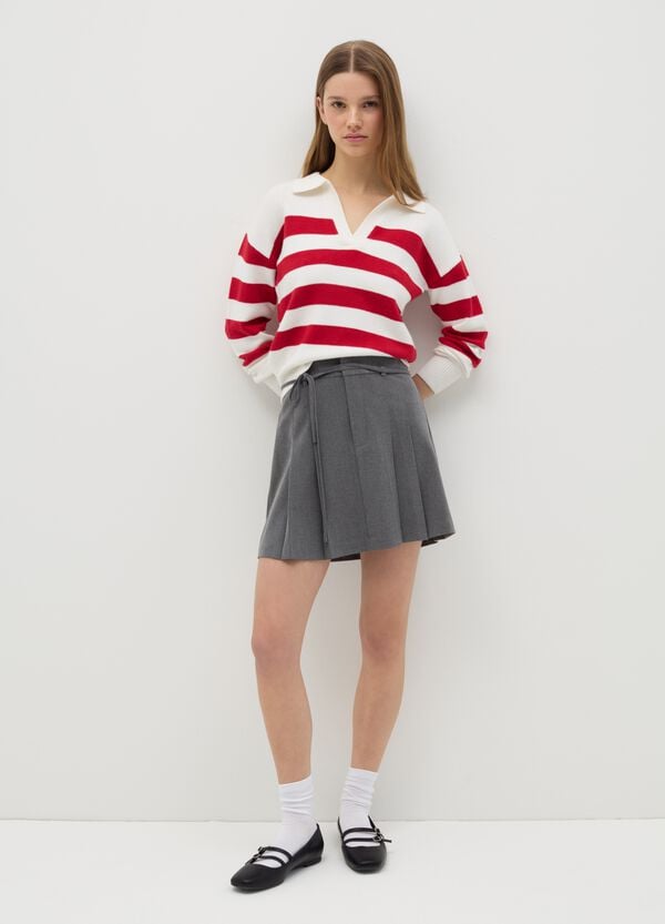 Ovs Maglia a righe bianco e rosso con scollo a polo