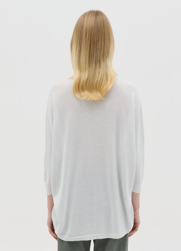 Ovs Maglia In Lurex Con Maniche A Tre Quarti Grigia