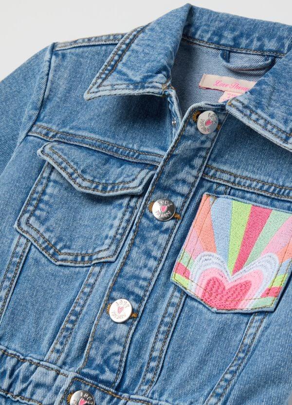 Ovs Abito A Maniche Corte In Denim Con Ricamo