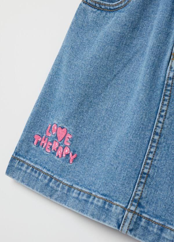 Ovs Abito A Maniche Corte In Denim Con Ricamo